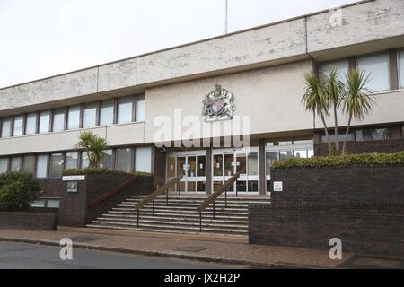 Hove trial center in East Sussex where Jamshid Piruz is due to be sentenced. Convicted murderer in Holland Jamshid Piruz attacked a Police Officers in the Sussex street with a claw hammer. Stock Photo