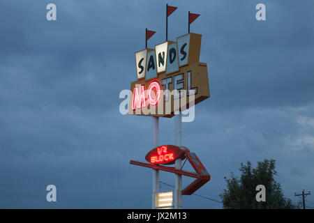 Sands Motel sign on old Route 66, Grants, New Mexico. Stock Photo