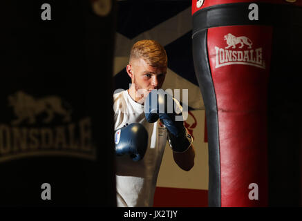 Callum French during a photocall at Birtley boxing club, Gateshead ...