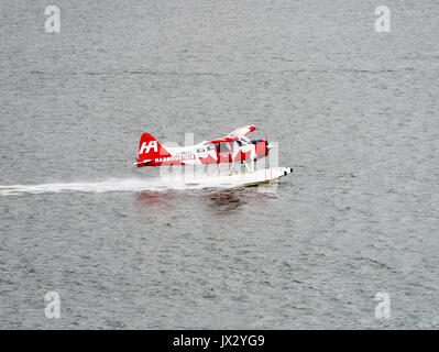 Harbour Air Seaplane Taxiing on Water for Departure at Vancouver British Columbia Canada Stock Photo