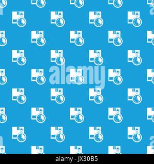 Cardboard box with stopwatch pattern seamless blue Stock Vector