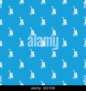 Hand cart with cardboards pattern seamless blue Stock Vector