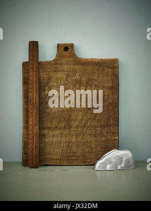 Rustic handmade chopping boards Stock Photo