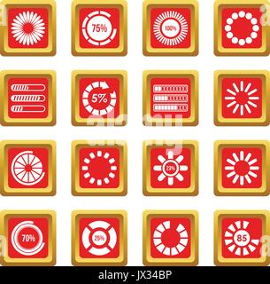 Loading bars and preloaders icons set red Stock Vector