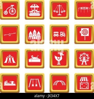 Amusement park icons set red vector Stock Vector Image & Art - Alamy