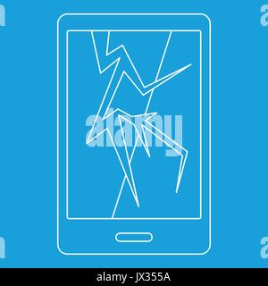 Cracked phone icon, outline style Stock Vector