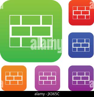 Concrete block wall set collection Stock Vector