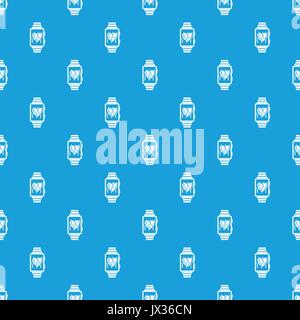 Smartwatch with sport app pattern seamless blue Stock Vector