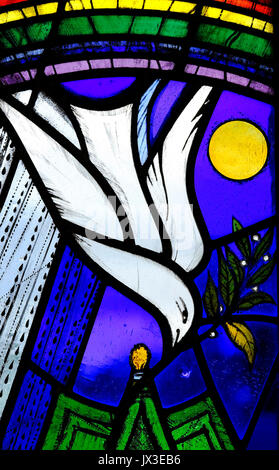 white dove stained glass window, little walsingham, north norfolk, england Stock Photo