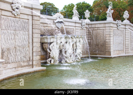 Baroque fountain with gargoyles in Belvedere garden, Vienna, Austria Stock Photo