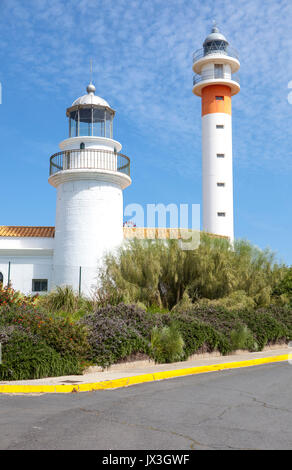 Two lighthouses in El Rompido, Cartaya, Costa de la Luz, Huelva region, Andalucia, Spain, Europe Stock Photo