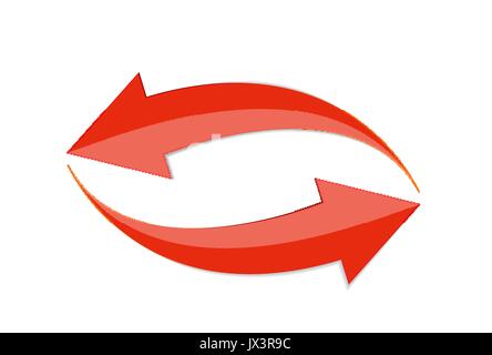 Red Arrow 3d  Sign Icon. Vector illustration Isolated on White Background Stock Vector