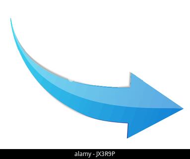 Blue Arrow 3d  Sign Icon. Vector illustration Isolated on White Background Stock Vector