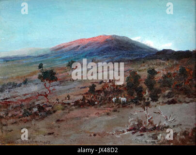 Between Kona & Waimea, Sunset Mauna Kea, Big Island, Hawaii, 1919, 12 x 16 in, American Eagle Fine Arts Stock Photo