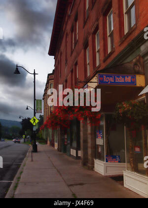 Hamilton , New York, USA. August 12, 2017.  View of downtown Hamilton, New York , a small town in Madison County,and the  home of Colgate University,  Stock Photo