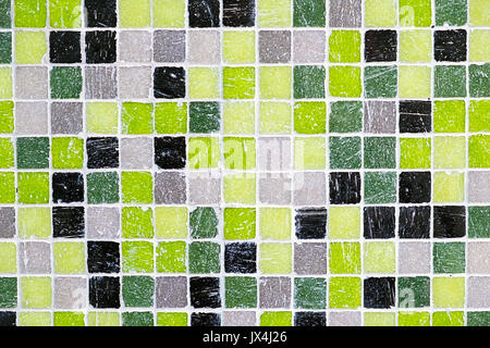 Background from green, black and grey mosaic tiles Stock Photo