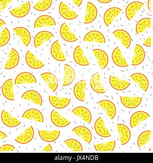 Lemon and orange seamless pattern. Tropical fruits pattern Stock Vector