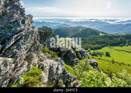 France, Ardeche, parc naturel regional des Monts d'Ardeche (Regional natural reserve of the Mounts of Ardeche), climb to Mont Gerbier de Jonc (altitud Stock Photo