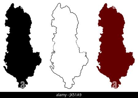 Albania map vector illustration, scribble sketch Albania Stock Vector