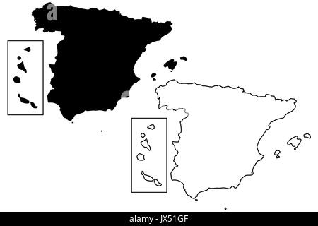 Spain map vector illustration, scribble sketch Spain Stock Vector