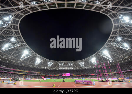 London, UK.  13 August 2017. A view of the stadium on the final session at the London Stadium, on day ten of The IAAF World Championships London 2017.  Credit: Stephen Chung / Alamy Live News Stock Photo