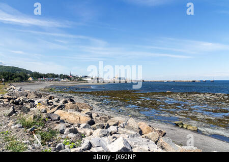 Matane, Canada-09 August 2017 : Matane Port Coast view at summer. Matane is a town on the Gaspé Peninsula in Quebec, Canada, on the south shore of the Stock Photo