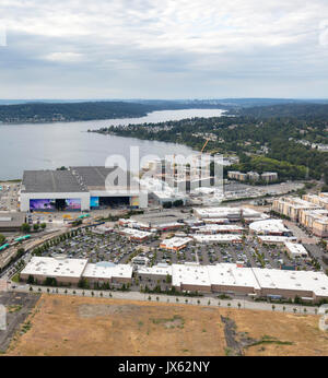 aerial view of The Landing shopping mall and  Boeing factory, Renton, Washington State, USA Stock Photo