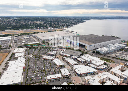 aerial view of The Landing shopping mall and  Boeing factory, Renton, Washington State, USA Stock Photo