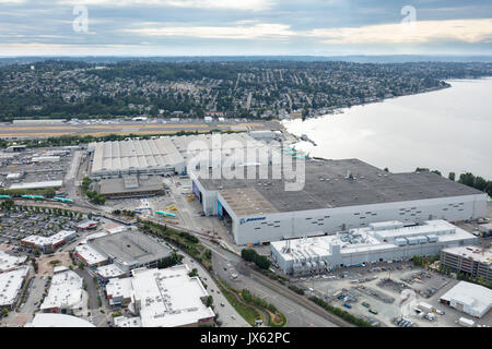 aerial view of The Landing shopping mall and  Boeing factory, Renton, Washington State, USA Stock Photo