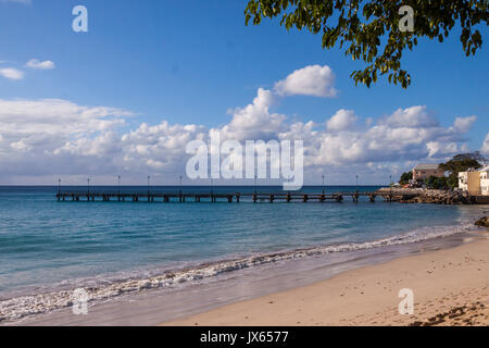 The pier jetty at Speightstown, Barbados, Caribbean Isles Stock Photo