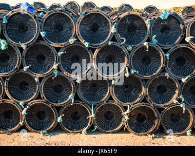 Lobster traps in the port of Westport in western Ireland Stock Photo