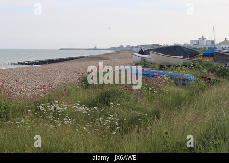 Pevensey Bay Beach towards The Sandcastle East Sussex Stock Photo