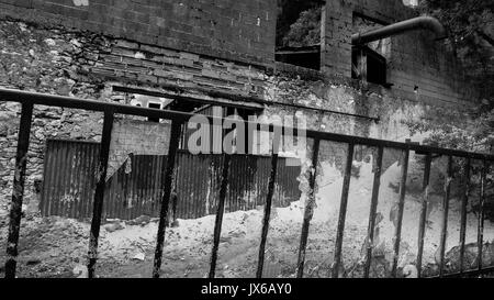 A tour in an an abandonned sawmill, Grandvaux Lake, Jura (France): Stock Photo