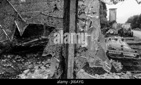 A tour in an an abandonned sawmill, Grandvaux Lake, Jura (France): Stock Photo