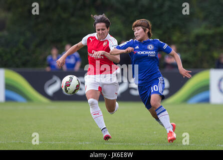 Marta Corredera of Arsenal Ladies and Ji So-yun of Chelsea Ladies battle for the ball during the Women's Continental Cup match between Chelsea Ladies  Stock Photo