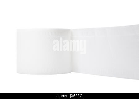 single rolled toilet paper isolated on white background with clipping path Stock Photo