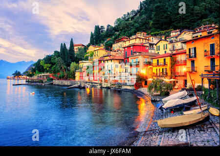 Menaggio old town on Lake Como, Milan, Italy, in the evening sunset light Stock Photo