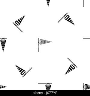 Meteorology windsock inflated by wind pattern seamless black Stock Vector