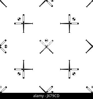 Crossed baseball bats and ball pattern seamless black Stock Vector