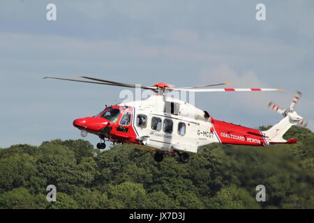 G-MCGT, an AgustaWestland AW189 operated by Bristow Helicopters on behalf of HM Coastguard, at Prestwick Airport in Ayrshire. Stock Photo