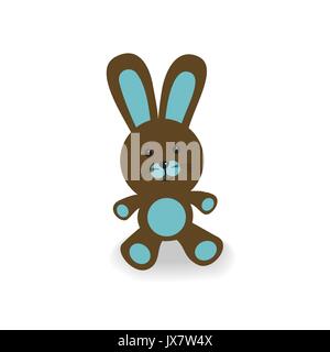Brown and blue bunny illustration with a small shade Stock Vector