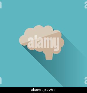 Brain icon with shade on blue background Stock Vector