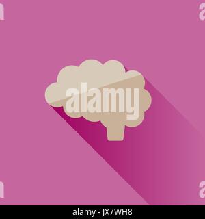 Brain icon with shade on pink background illustration Stock Vector