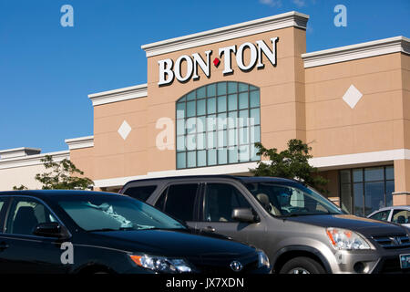 A logo sign outside of a The Bon-Ton retail store in Lancaster, Pennsylvania on July 30, 2017. Stock Photo