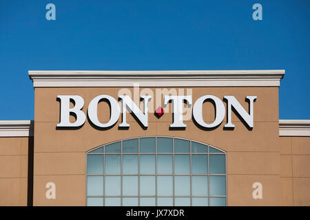 A logo sign outside of a The Bon-Ton retail store in Lancaster, Pennsylvania on July 30, 2017. Stock Photo