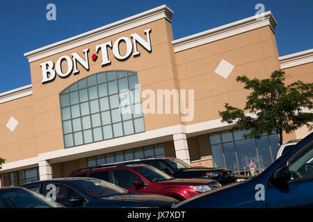 A logo sign outside of a The Bon-Ton retail store in Lancaster, Pennsylvania on July 30, 2017. Stock Photo