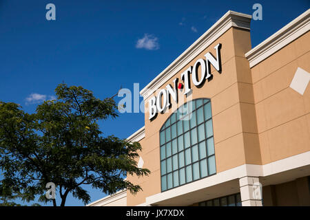 A logo sign outside of a The Bon-Ton retail store in Lancaster, Pennsylvania on July 30, 2017. Stock Photo