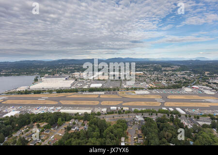 Aerial view of Renton Municipal Airpot and Boeing Factory, Renton Stock ...