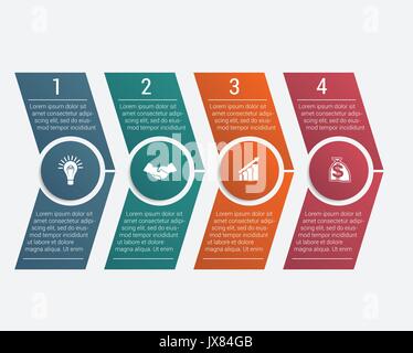 Horizontal numbered color arrows with text template infographic for four positions Stock Vector