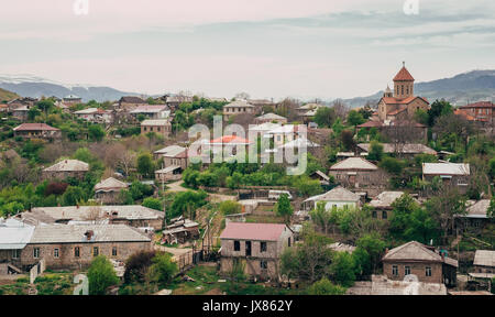 View over the city of Akhaltsikhe, in the Samtskhe-Javakheti region of Georgia Stock Photo